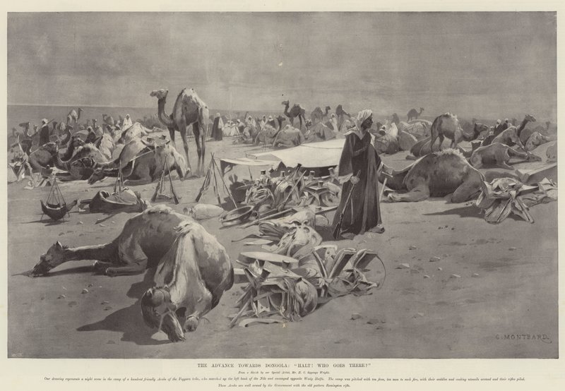 El avance hacia Dongola, ¡Alto! ¿Quién va allí? de Charles Auguste Loye