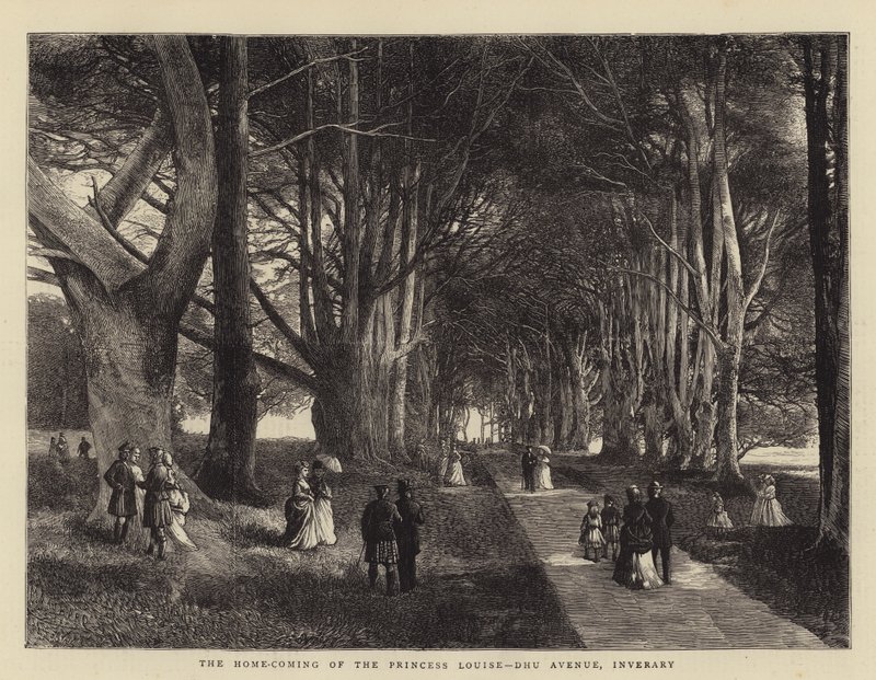 El regreso a casa de la Princesa Louise, Dhu Avenue, Inverary de Charles Auguste Loye