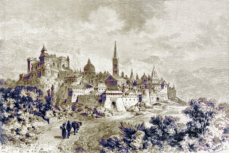 Vista de Spoleto, ilustración de 