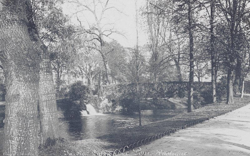 Burdeos: Jardin-Public, el Puente Rústico (foto b/n) de Charles Chambon