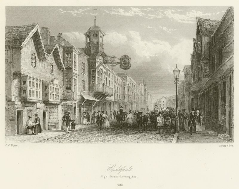 Guildford, High Street, mirando al este, 1840 de Charles Claude Pyne