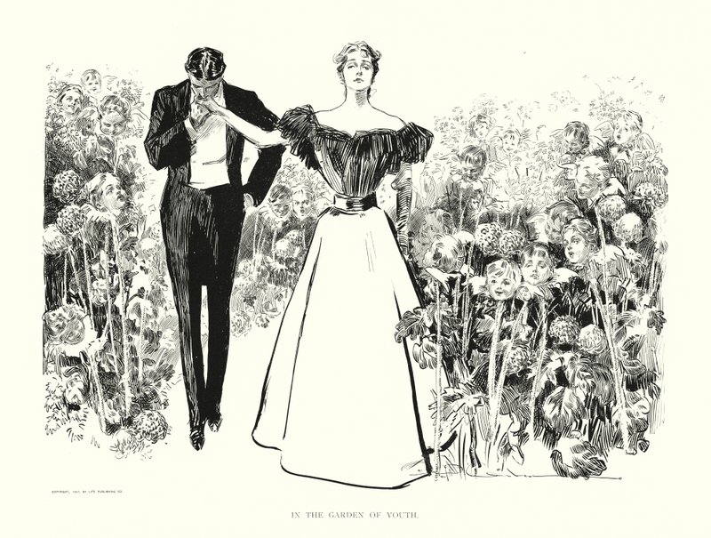 En el jardín de la juventud (litografía) de Charles Dana Gibson