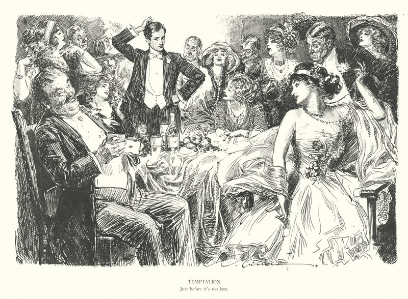 Tentación, justo antes de que sea demasiado tarde (litografía) de Charles Dana Gibson