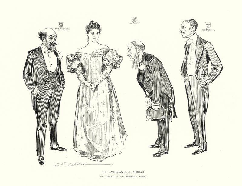 La chica americana en el extranjero (litografía) de Charles Dana Gibson
