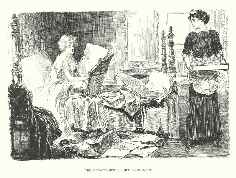El anuncio de su compromiso (litografía) de Charles Dana Gibson
