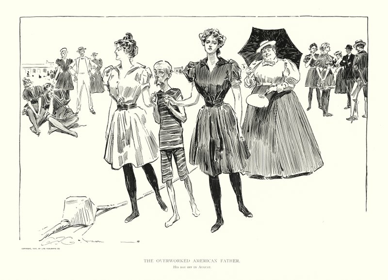 El padre americano con exceso de trabajo (litografía) de Charles Dana Gibson