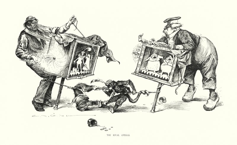 Las óperas rivales (litografía) de Charles Dana Gibson
