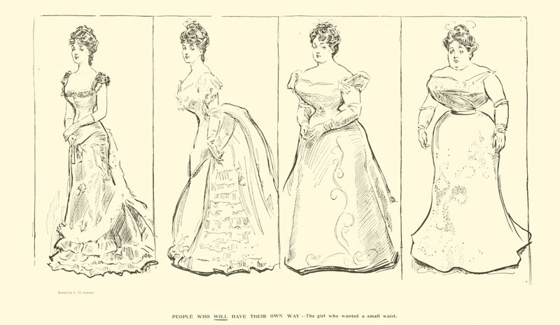 La chica que quería una cintura pequeña de Charles Dana Gibson