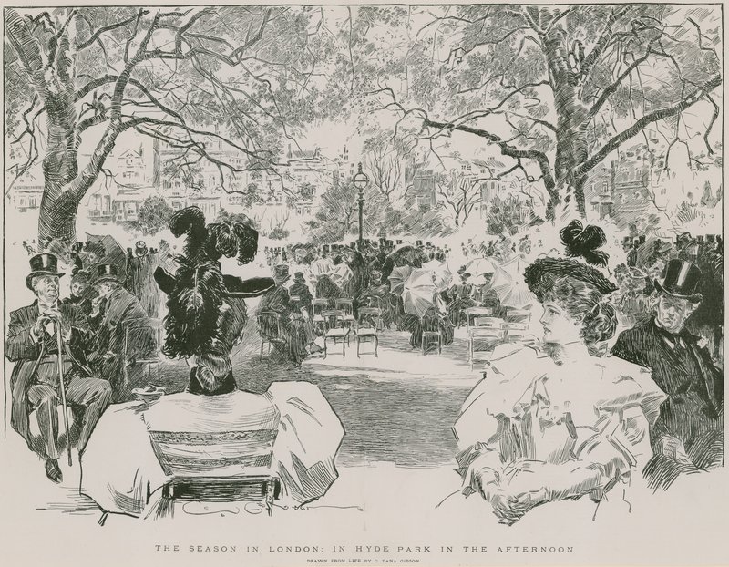 La temporada en Hyde Park, Londres, por la tarde de Charles Dana Gibson