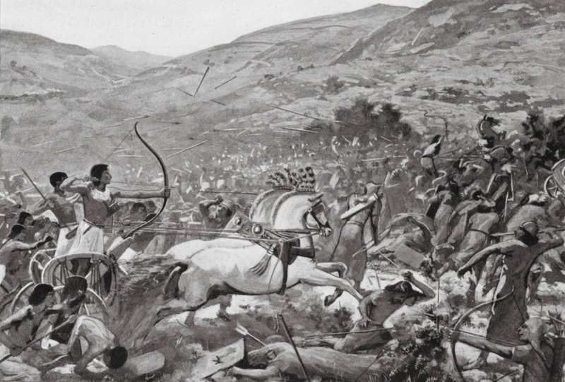 Sety I en Siria, dinastía XIX (litografía) de Charles Daniel Ward