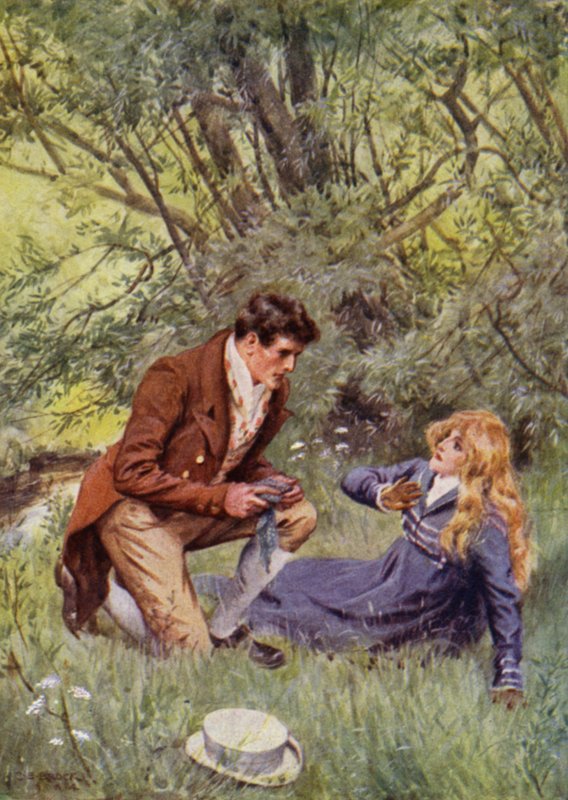 Ilustración para The Amateur Gentleman de Jeffery Farnol (litografia en color) de Charles Edmund (after) Brock