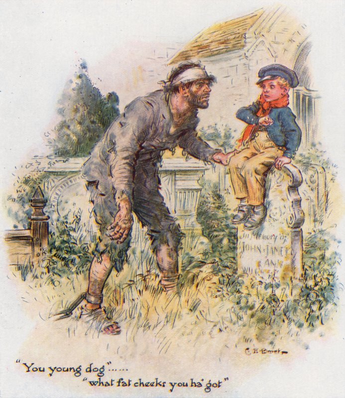 Grandes Esperanzas, Pip encuentra al convicto en el cementerio de Charles Edmund Brock
