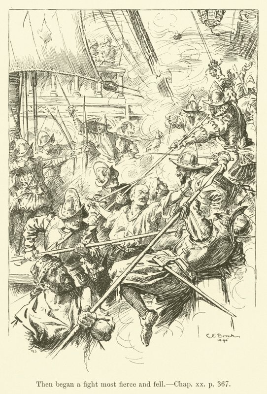 Ilustración para Westward Ho! de Charles Kingsley (grabado) de Charles Edmund Brock