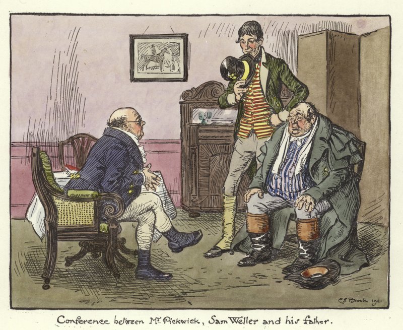 Ilustración para los Papeles de Pickwick de Charles Edmund Brock