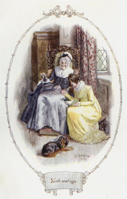 Juventud y vejez (litografía en color) de Charles Edmund Brock
