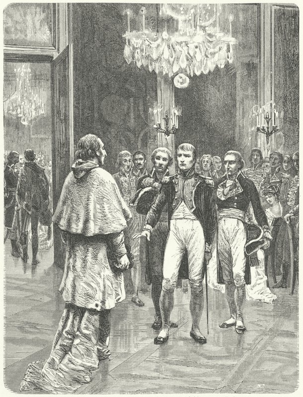 Napoleón recibiendo al Cardenal Ercole Consalvi en el Palacio de las Tullerías, París de Charles Edouard Delort