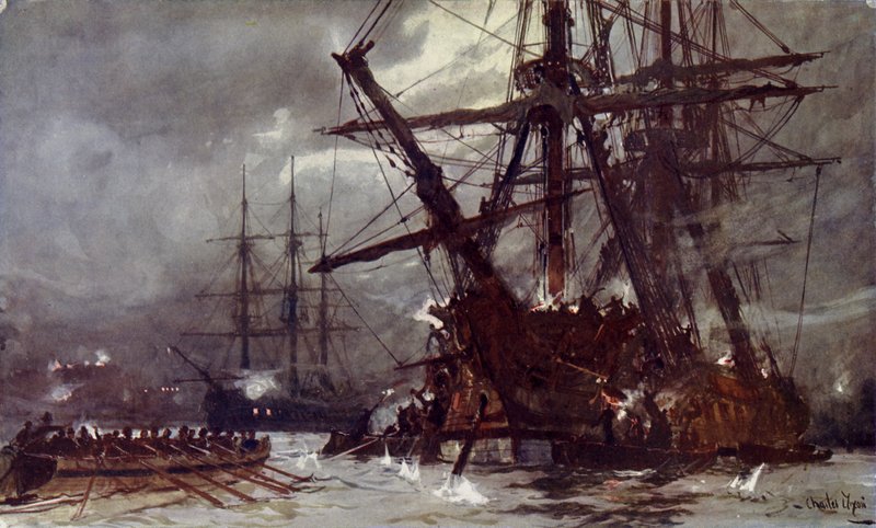 Corte de la Hermione (Retribución), 1799 de Charles Edward Dixon