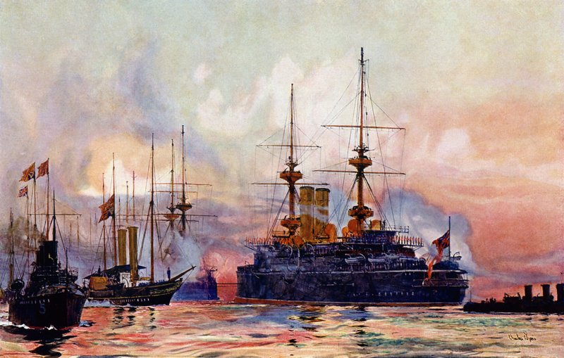 El Príncipe George en Spithead: El réquiem naval de la Reina Victoria de Charles Edward Dixon