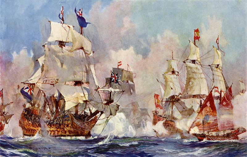 El Príncipe George en la Batalla de Málaga, 1704 de Charles Edward Dixon