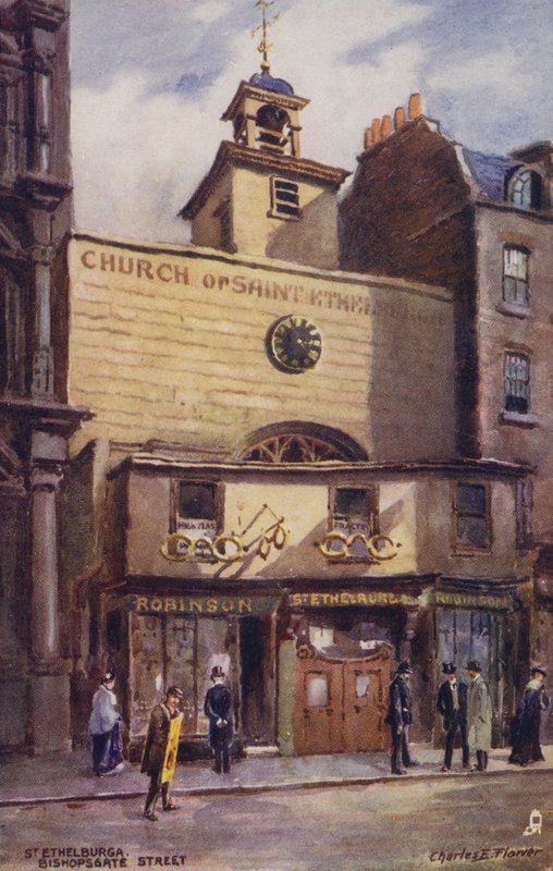 Iglesia de Santa Ethelburga, Bishopsgate Street, Londres de Charles Edwin Flower