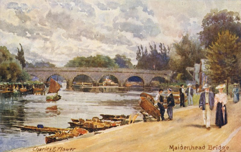 Río Támesis: Maidenhead Bridge (litografía en color) de Charles Edwin Flower