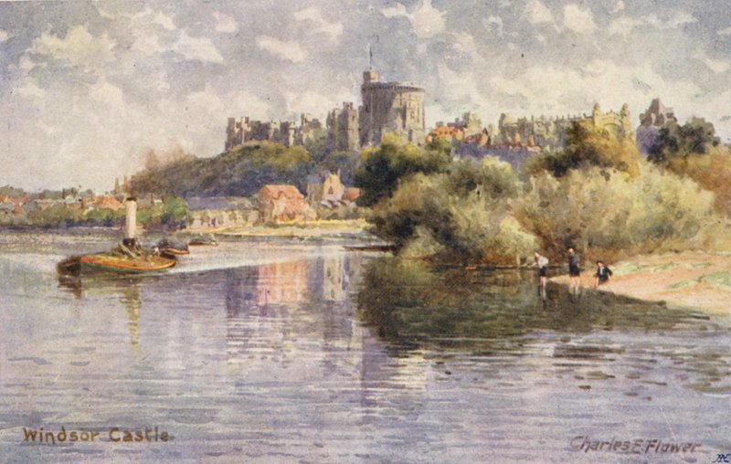 Río Támesis: Castillo de Windsor (litografía en color) de Charles Edwin Flower