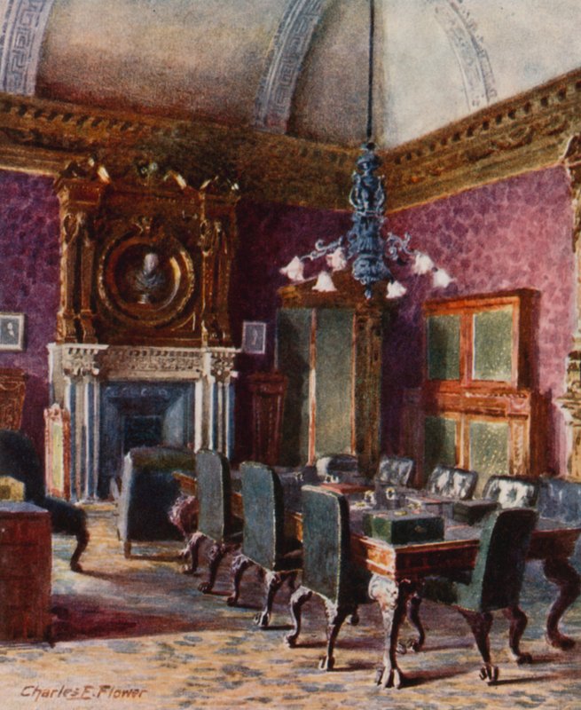 La sala de la Junta del Tesoro, oficina del Canciller del Exchequer de Charles Edwin Flower