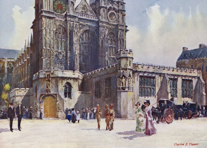 Abadía de Westminster, donde el rey Eduardo VII y la reina Alexandra desembarcaron de Charles Edwin Flower