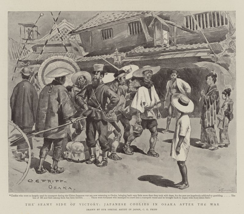 El lado oscuro de la victoria, coolies japoneses en Osaka después de la guerra de Charles Edwin Fripp