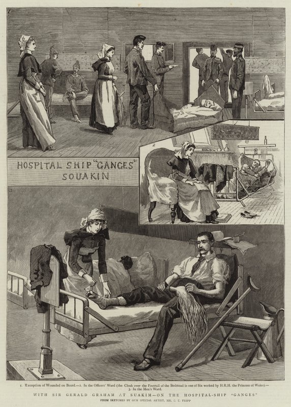 Con Sir Gerald Graham en Suakim, en el barco hospital Ganges de Charles Edwin Fripp