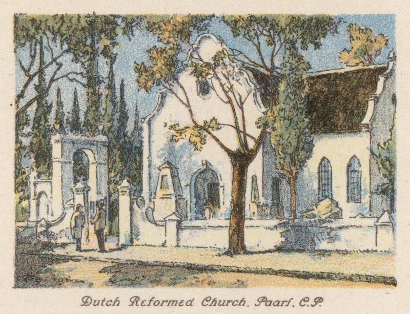 Sudáfrica: Iglesia Reformada Holandesa, Paarl, CP (litografía en color) de Charles Ernest Peers