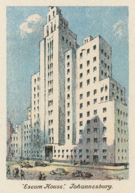 Sudáfrica: "Escom House", Johannesburgo (litografía en color) de Charles Ernest Peers