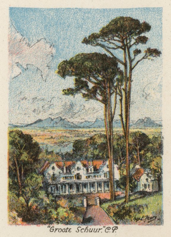 Sudáfrica: "Groote Schuur", CP (litografía en color) de Charles Ernest Peers