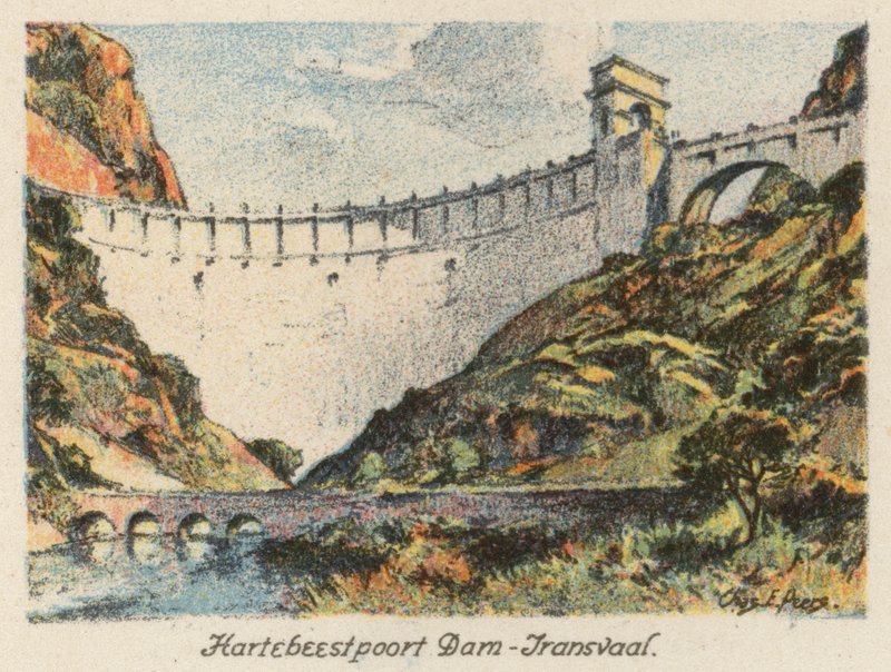 Sudáfrica: Hartebeestpoort Dam, Transvaal (litografía en color) de Charles Ernest Peers