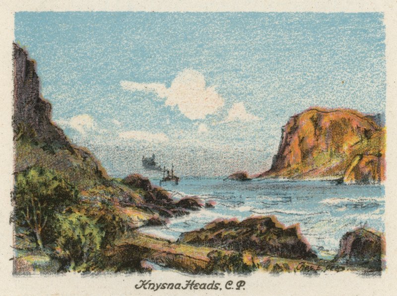 Sudáfrica: Knysna Heads, CP (litografía en color) de Charles Ernest Peers
