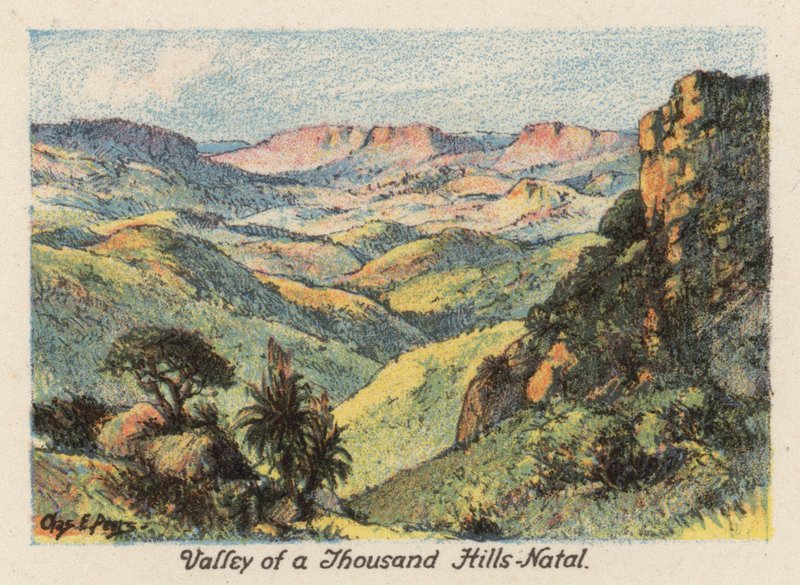 Sudáfrica: Valle de las Mil Colinas, Natal (litografía en color) de Charles Ernest Peers