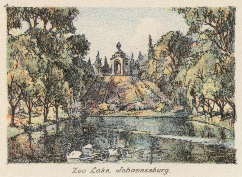 Sudáfrica: Zoo Lake, Johannesburgo (litografía en color) de Charles Ernest Peers