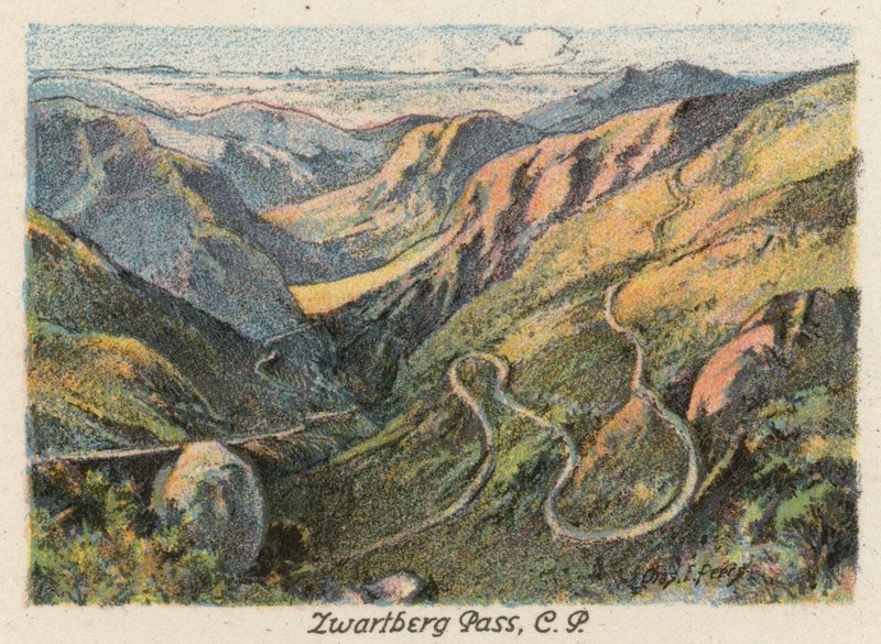 Sudáfrica: Paso de Zwartberg, CP (litografía en color) de Charles Ernest Peers