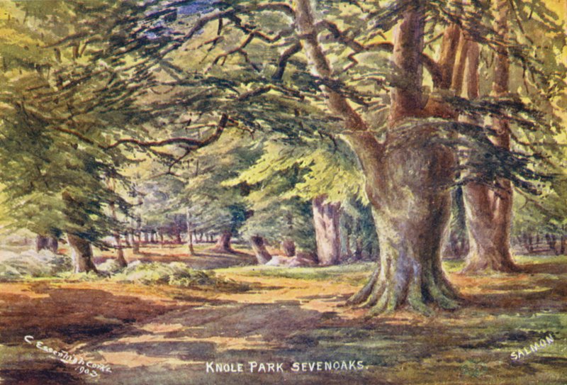 Casa Knole: Hayas en el parque (litografía en color) de Charles Essenhigh Corke