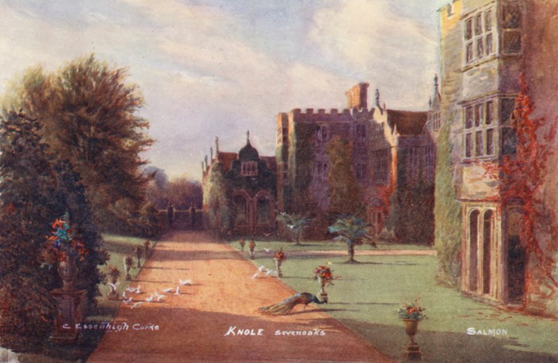 Casa Knole: Frente sur, mirando al oeste (litografía en color) de Charles Essenhigh Corke