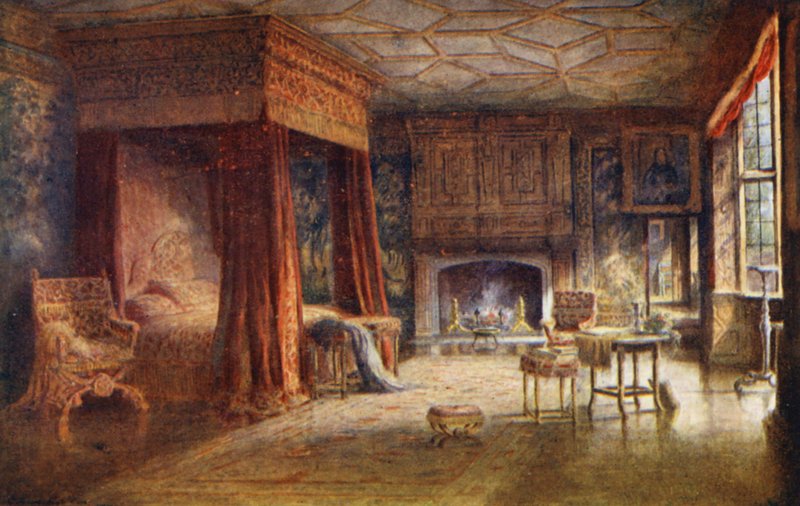Casa Knole: Spangled Bedroom (litografía en color) de Charles Essenhigh Corke