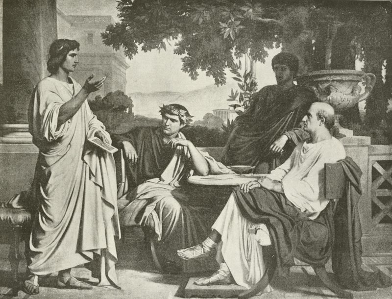 Virgilio, Horacio y Varius en la casa de Mecenas (grabado) de Charles François Jalabert