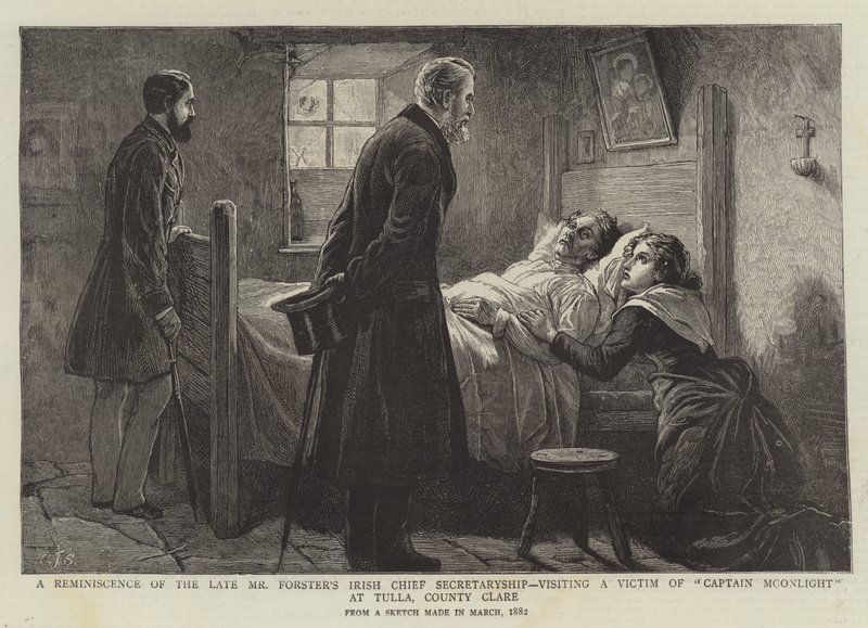Un Recuerdo del Difunto Sr. Forster como Secretario Jefe de Irlanda, visitando a una Víctima del Capitán Moonlight en Tulla, Condado de Clare de Charles J. Staniland