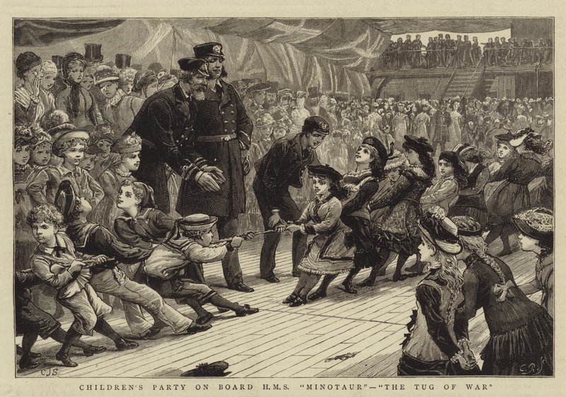 Fiesta infantil a bordo del HMS Minotaur, El tira y afloja de Charles J. Staniland