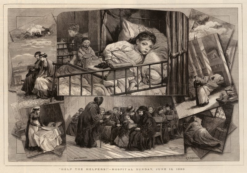 ¡Ayuda a los ayudantes!, Domingo del Hospital, 13 de junio de 1880 de Charles J. Staniland