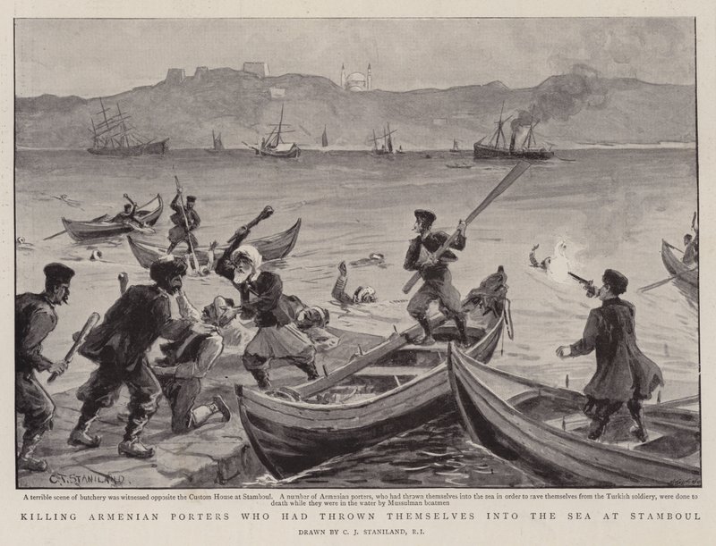 Matando a los Porteadores Armenios que se Habían Lanzado al Mar en Stamboul de Charles J. Staniland