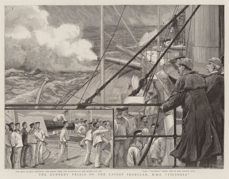 Las pruebas de artillería del último acorazado, HMS Victoria de Charles J. Staniland