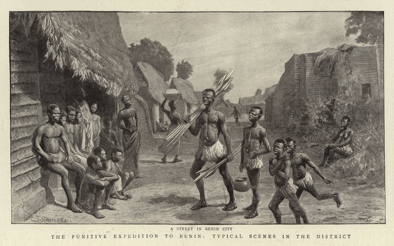 La expedición punitiva a Benín, escenas típicas en el distrito de Charles J. Staniland