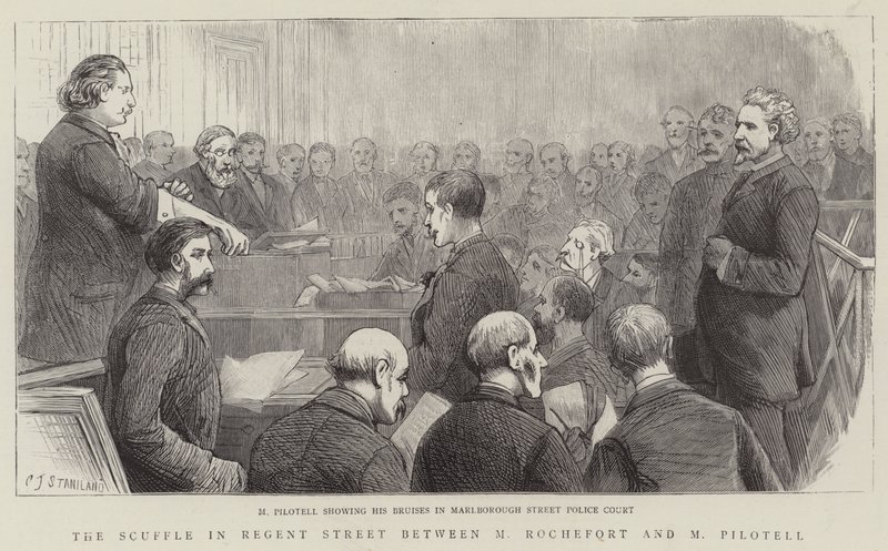 La pelea en Regent Street entre M Rochefort y M Pilotell de Charles J. Staniland