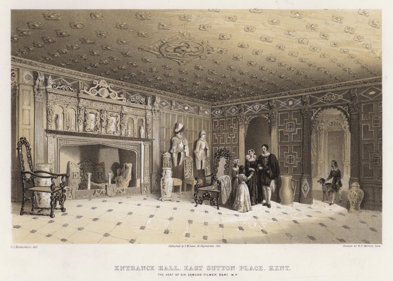Vestíbulo de Entrada, East Sutton Place, Kent, Residencia de Sir Edmund Filmer de Charles James Richardson